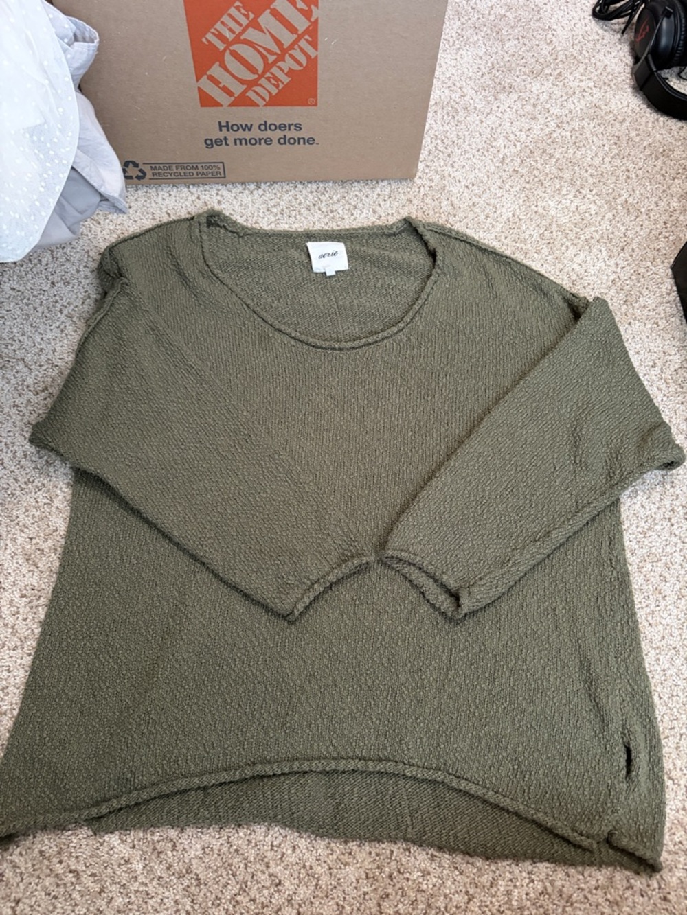Eve Olive Green Scoop Neck Lightweight Knit Sweater
